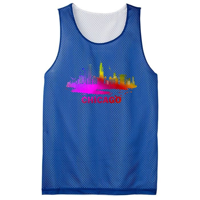 Colorful Chicago Cityscape Souvenir Chicago Skyline Mesh Reversible Basketball Jersey Tank