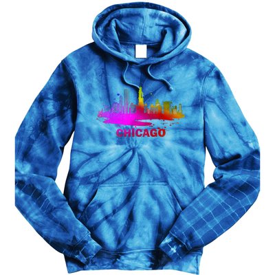 Colorful Chicago Cityscape Souvenir Chicago Skyline Tie Dye Hoodie