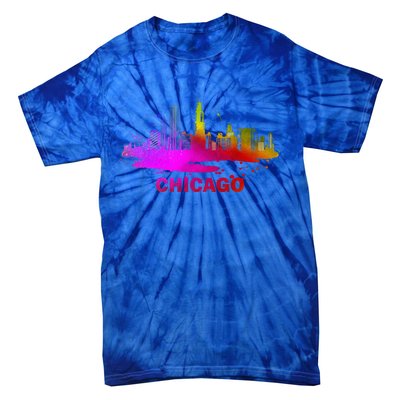 Colorful Chicago Cityscape Souvenir Chicago Skyline Tie-Dye T-Shirt