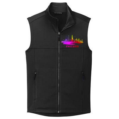 Colorful Chicago Cityscape Souvenir Chicago Skyline Collective Smooth Fleece Vest