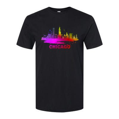 Colorful Chicago Cityscape Souvenir Chicago Skyline Softstyle CVC T-Shirt