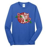 Candy Cane Curled Up Cat Christmas Kitty Gift Tall Long Sleeve T-Shirt