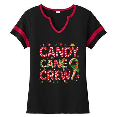 Candy Cane Crew Funny Christmas Candy Lover Xmas Pajamas Ladies Halftime Notch Neck Tee