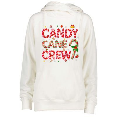 Candy Cane Crew Funny Christmas Candy Lover Xmas Pajamas Womens Funnel Neck Pullover Hood