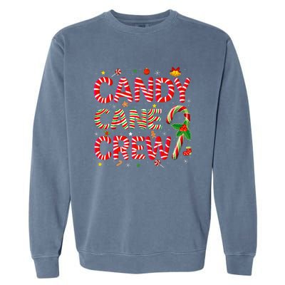 Candy Cane Crew Funny Christmas Candy Lover Xmas Pajamas Garment-Dyed Sweatshirt