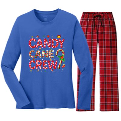 Candy Cane Crew Funny Christmas Candy Lover Xmas Pajamas Women's Long Sleeve Flannel Pajama Set 