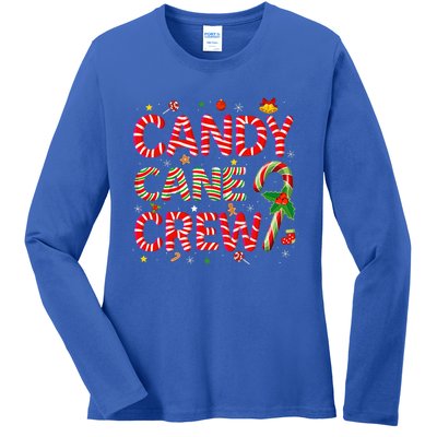 Candy Cane Crew Funny Christmas Candy Lover Xmas Pajamas Ladies Long Sleeve Shirt