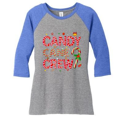 Candy Cane Crew Funny Christmas Candy Lover Xmas Pajamas Women's Tri-Blend 3/4-Sleeve Raglan Shirt