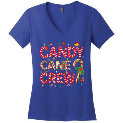 Candy Cane Crew Funny Christmas Candy Lover Xmas Pajamas Women's V-Neck T-Shirt