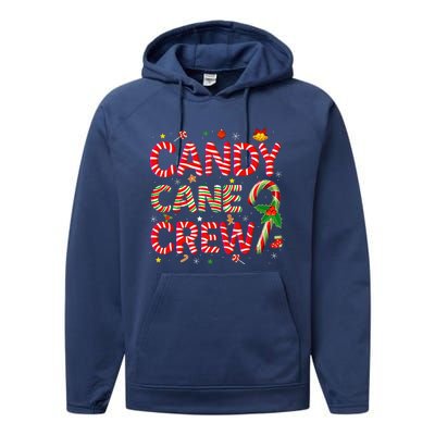 Candy Cane Crew Funny Christmas Candy Lover Xmas Pajamas Performance Fleece Hoodie