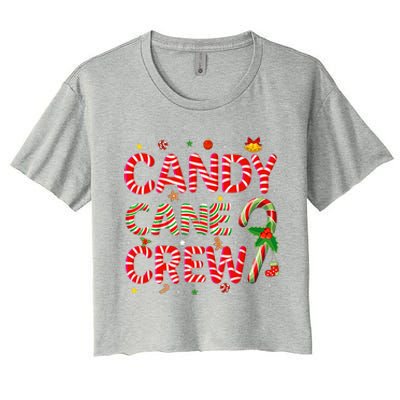 Candy Cane Crew Funny Christmas Candy Lover Xmas Pajamas Women's Crop Top Tee