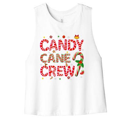 Candy Cane Crew Funny Christmas Candy Lover Xmas Pajamas Women's Racerback Cropped Tank