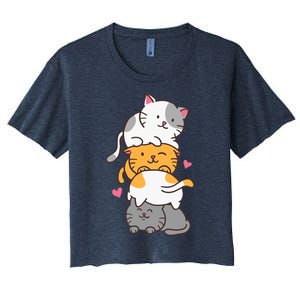 Cat Cats Cute Kitty Pile Anime Kawaii Neko Gift Women's Crop Top Tee