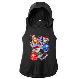 Cute Christmas Cats In Space Ornaments Graphic Ladies PosiCharge Tri-Blend Wicking Draft Hoodie Tank