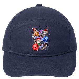 Cute Christmas Cats In Space Ornaments Graphic 7-Panel Snapback Hat