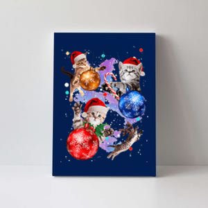 Cute Christmas Cats In Space Ornaments Graphic Canvas