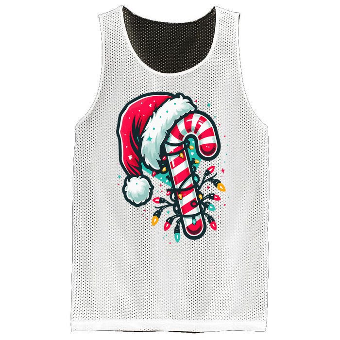 Candy Cane Crew Christmas Lights Family Matching Xmas Mesh Reversible Basketball Jersey Tank