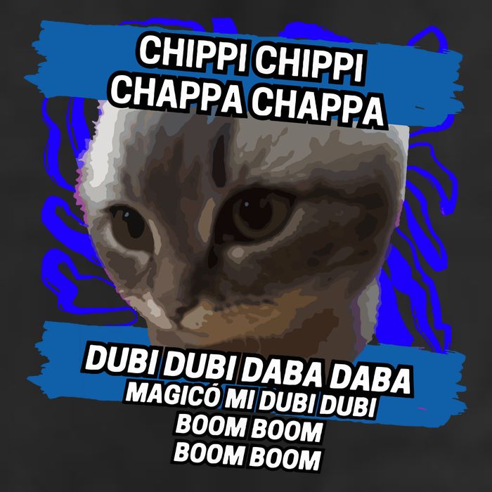 Chippi Chippi Chappa Chappa Dancing Cat Meme 7 Panel Mesh Trucker Snapback Hat