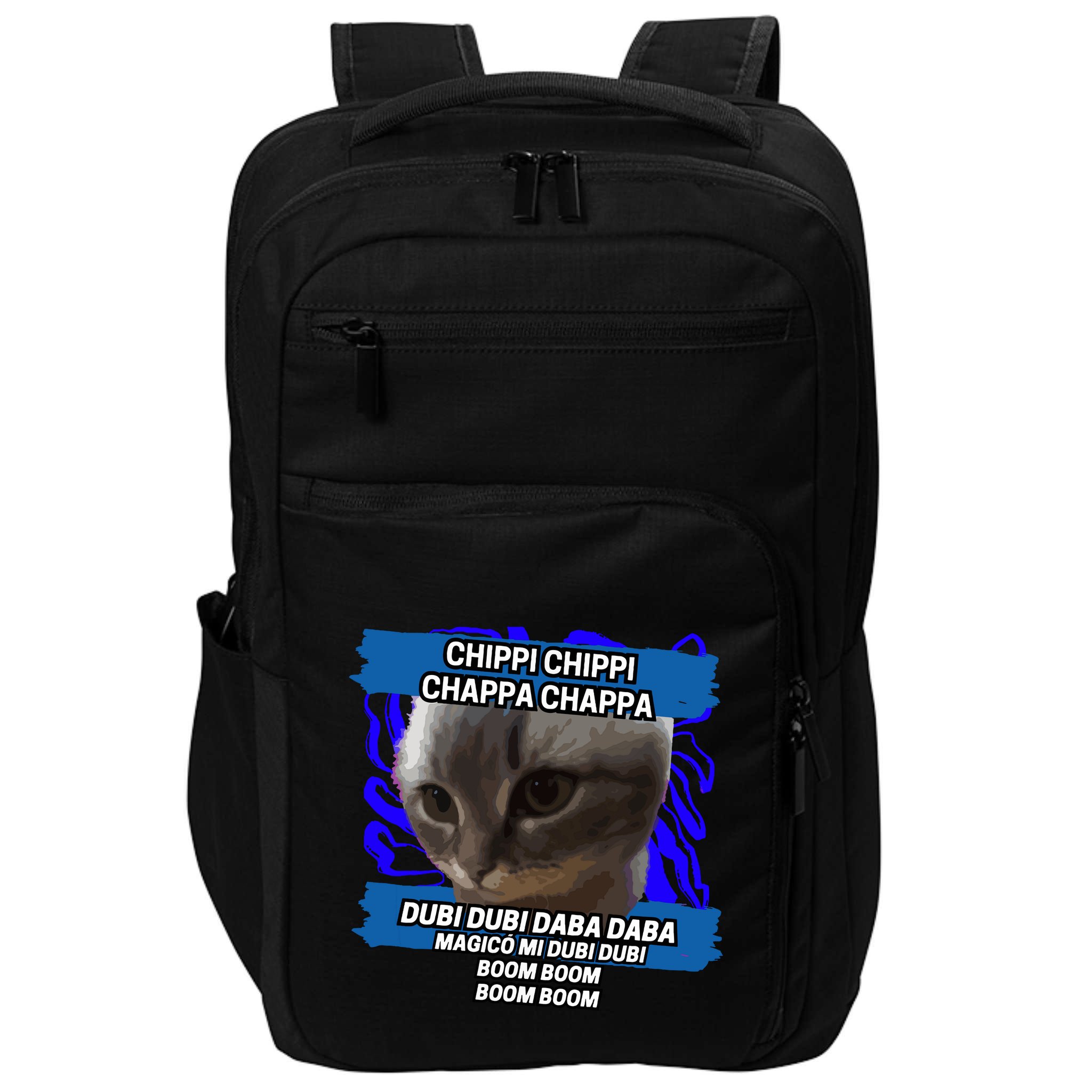 Chippi Chippi Chappa Chappa Dancing Cat Meme Impact Tech Backpack