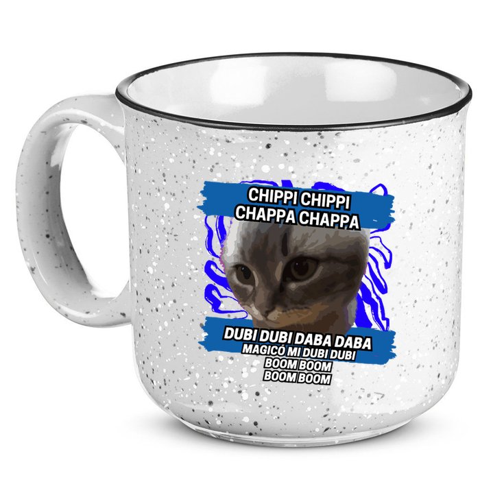 Chippi Chippi Chappa Chappa Dancing Cat Meme 15oz Campfire Ceramic Mug