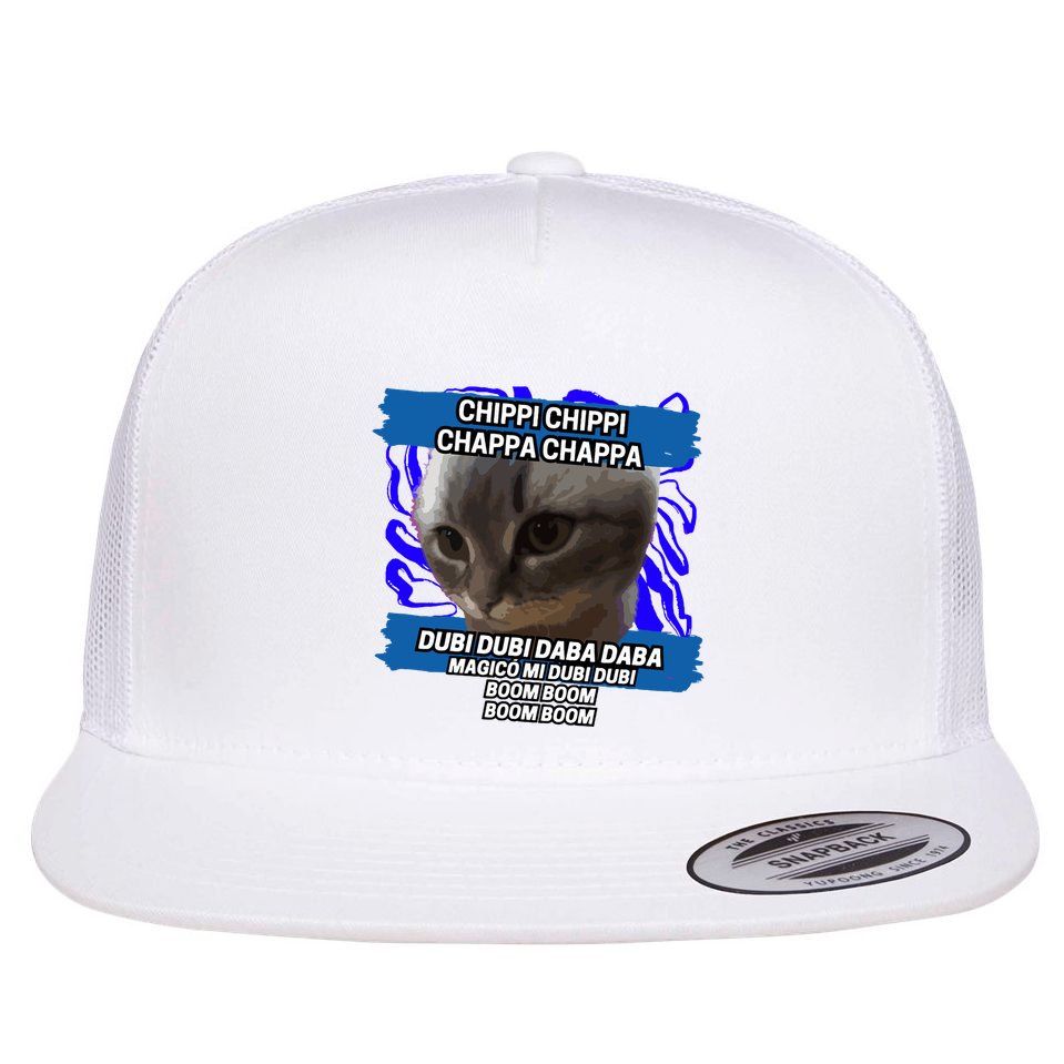 Chippi Chippi Chappa Chappa Dancing Cat Meme Flat Bill Trucker Hat