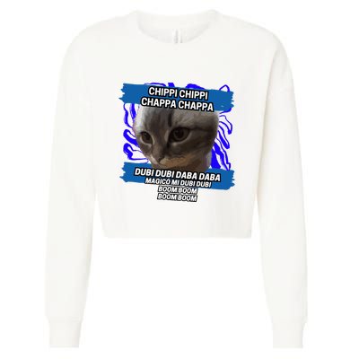 Chippi Chippi Chappa Chappa Dancing Cat Meme Cropped Pullover Crew