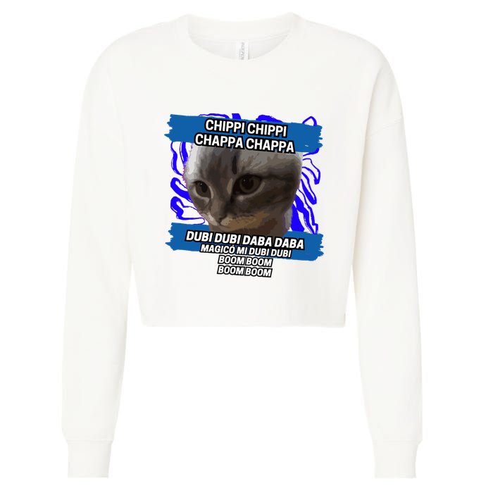Chippi Chippi Chappa Chappa Dancing Cat Meme Cropped Pullover Crew