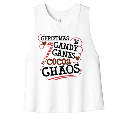 Christmas Candy Canes Women's Racerback Cropped Tank