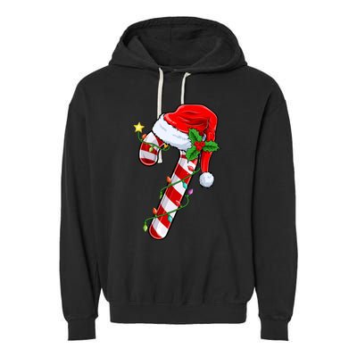 Candy Cane Crew Christmas Lights Family Matching Xmas Garment-Dyed Fleece Hoodie