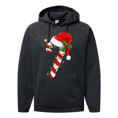 Candy Cane Crew Christmas Lights Family Matching Xmas Performance Fleece Hoodie