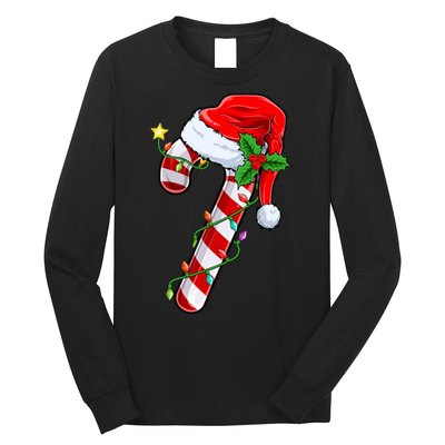 Candy Cane Crew Christmas Lights Family Matching Xmas Long Sleeve Shirt