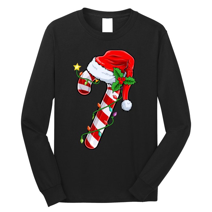 Candy Cane Crew Christmas Lights Family Matching Xmas Long Sleeve Shirt