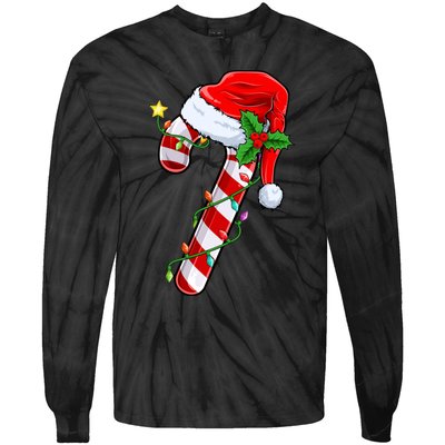 Candy Cane Crew Christmas Lights Family Matching Xmas Tie-Dye Long Sleeve Shirt