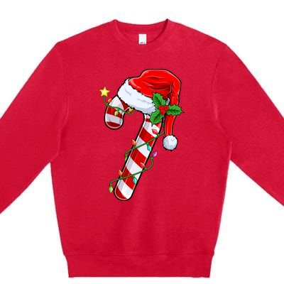 Candy Cane Crew Christmas Lights Family Matching Xmas Premium Crewneck Sweatshirt