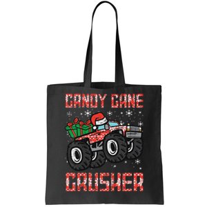 Christmas Candy Cane Crusher Xmas Monster Truck Tote Bag