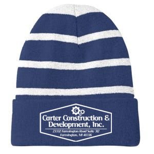 Carter Construction Striped Beanie with Solid Band