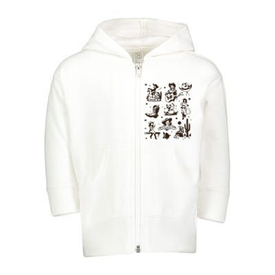 Cowgirl Collage Cowgirl Up Country Western Vintage Toddler Zip Fleece Hoodie