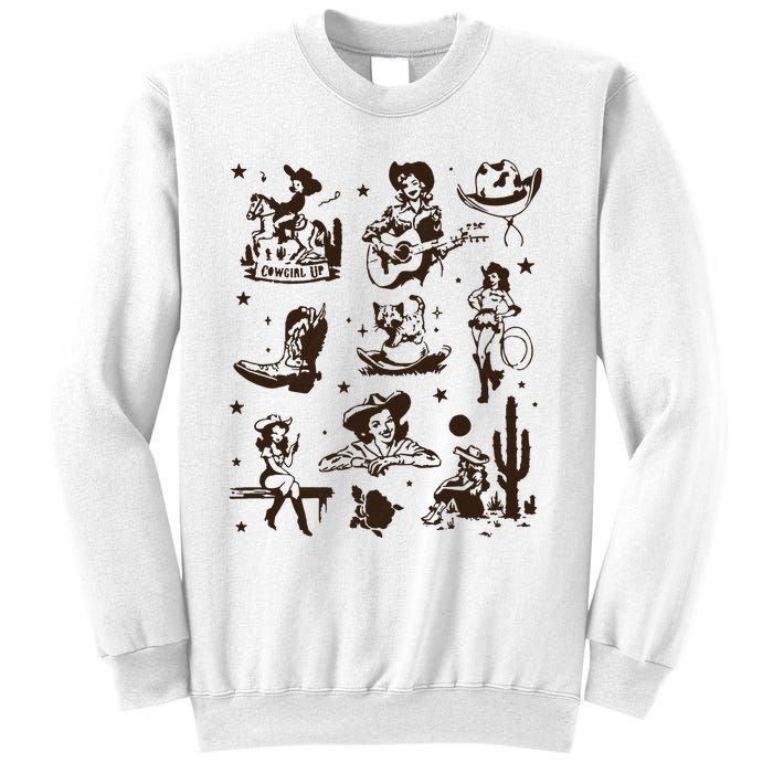 Cowgirl Collage Cowgirl Up Country Western Vintage Sweatshirt