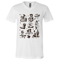 Cowgirl Collage Cowgirl Up Country Western Vintage V-Neck T-Shirt