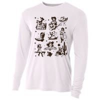 Cowgirl Collage Cowgirl Up Country Western Vintage Cooling Performance Long Sleeve Crew