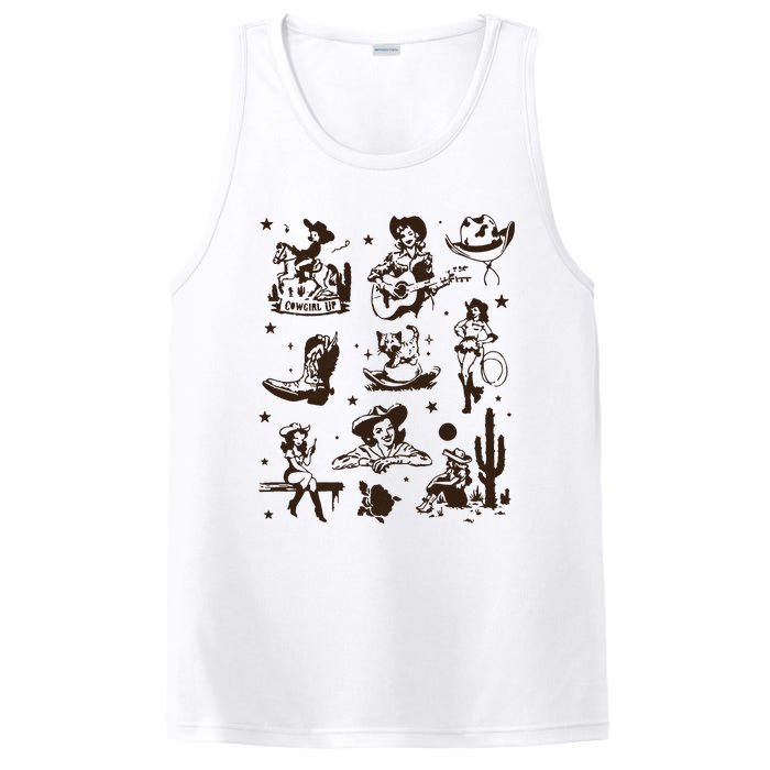 Cowgirl Collage Cowgirl Up Country Western Vintage PosiCharge Competitor Tank