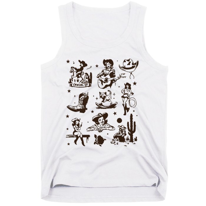 Cowgirl Collage Cowgirl Up Country Western Vintage Tank Top