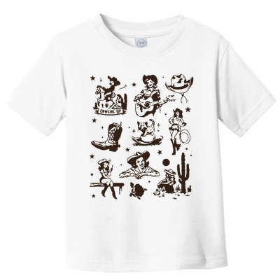 Cowgirl Collage Cowgirl Up Country Western Vintage Toddler T-Shirt