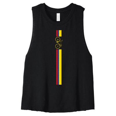 Colombian Cycling Colombia Flag Cyclist Bicycle Gift Women's Racerback Cropped Tank