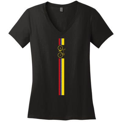 Colombian Cycling Colombia Flag Cyclist Bicycle Gift Women's V-Neck T-Shirt