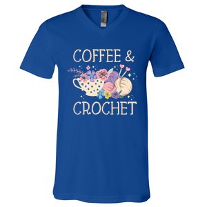 Crochet Coffee Crocheter Knitting Yarn Crocheting Lover Gift V-Neck T-Shirt