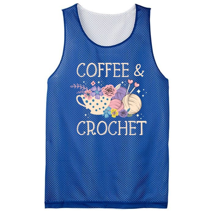 Crochet Coffee Crocheter Knitting Yarn Crocheting Lover Gift Mesh Reversible Basketball Jersey Tank