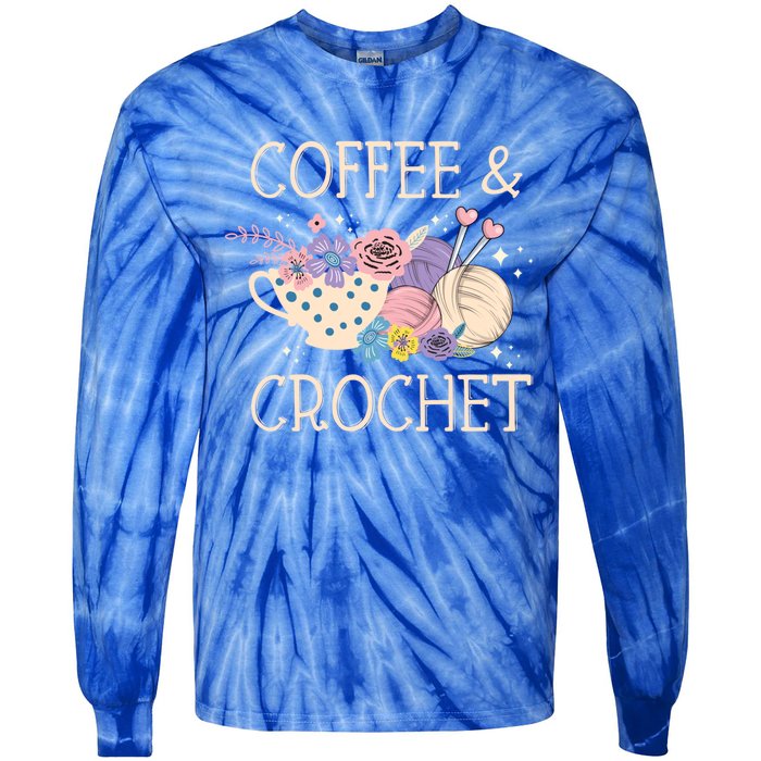 Crochet Coffee Crocheter Knitting Yarn Crocheting Lover Gift Tie-Dye Long Sleeve Shirt