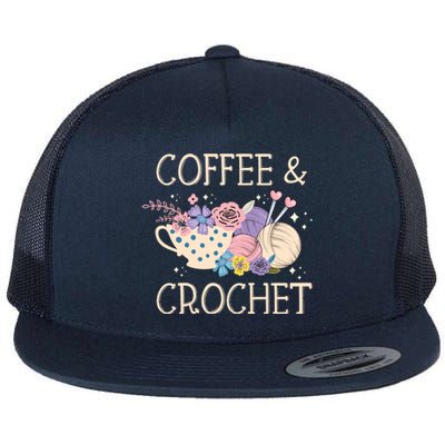 Crochet Coffee Crocheter Knitting Yarn Crocheting Lover Gift Flat Bill Trucker Hat