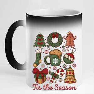 Cute Christmas Coquette Tis The Season 11oz Black Color Changing Mug